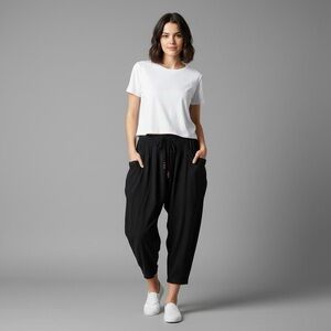 ZARA Relaxed Fit Slouchy Viscose Jersey Jogger Harem Pant Black Sz XS oversized